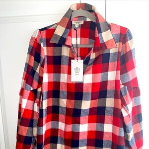 ANDREE BY UNIT Red and Blue Plaid Blouse